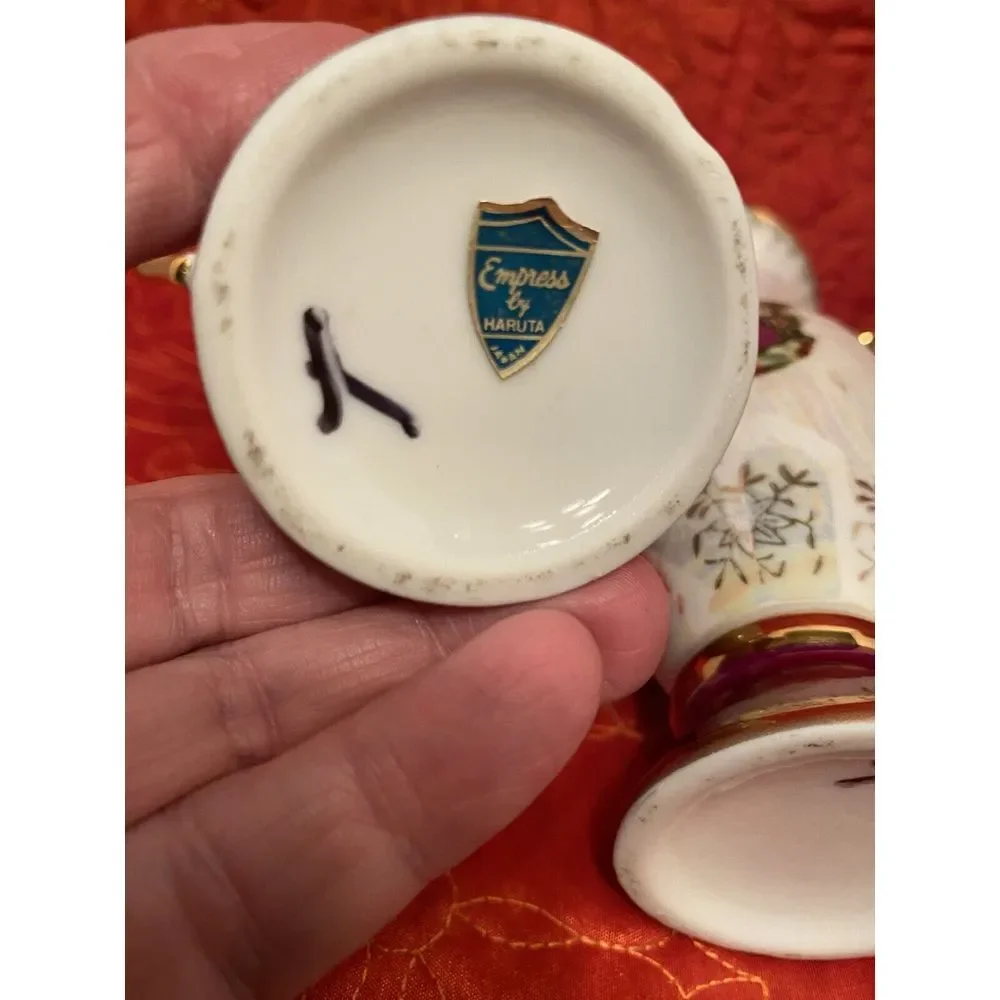 Vintage Empress Haruta Vase Set Of Two A Blue One And A‎ Red One. RARE PAIR